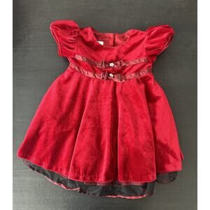Girls Bonnie Baby Dress Red Velvet 24 Month 2 Collar Crinoline Christmas